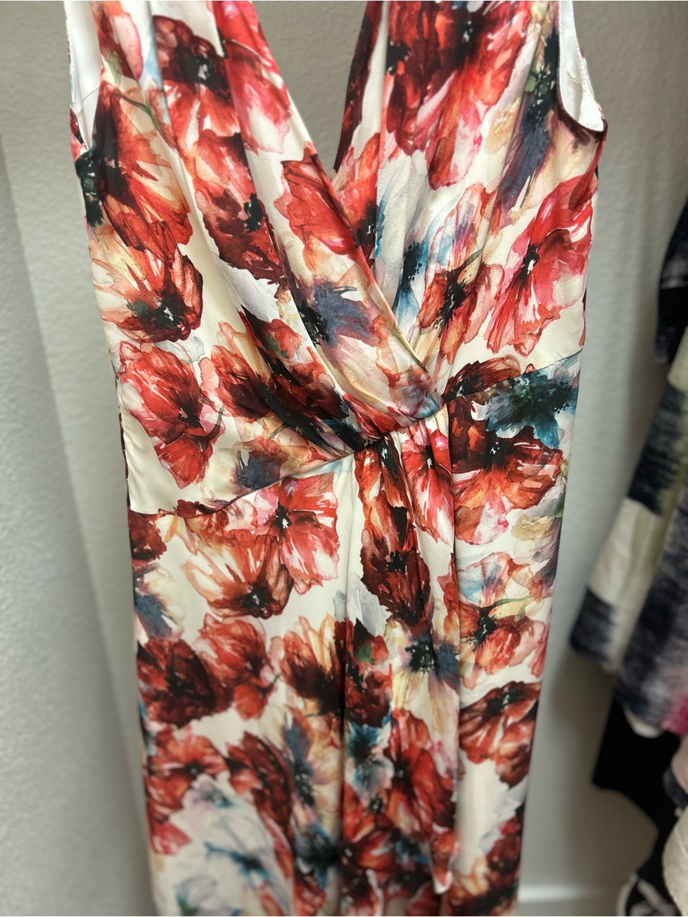 Haute Hippie, 100% silk, ivory/multicolor floral, asymmetric hem dress - Picture 8 of 9